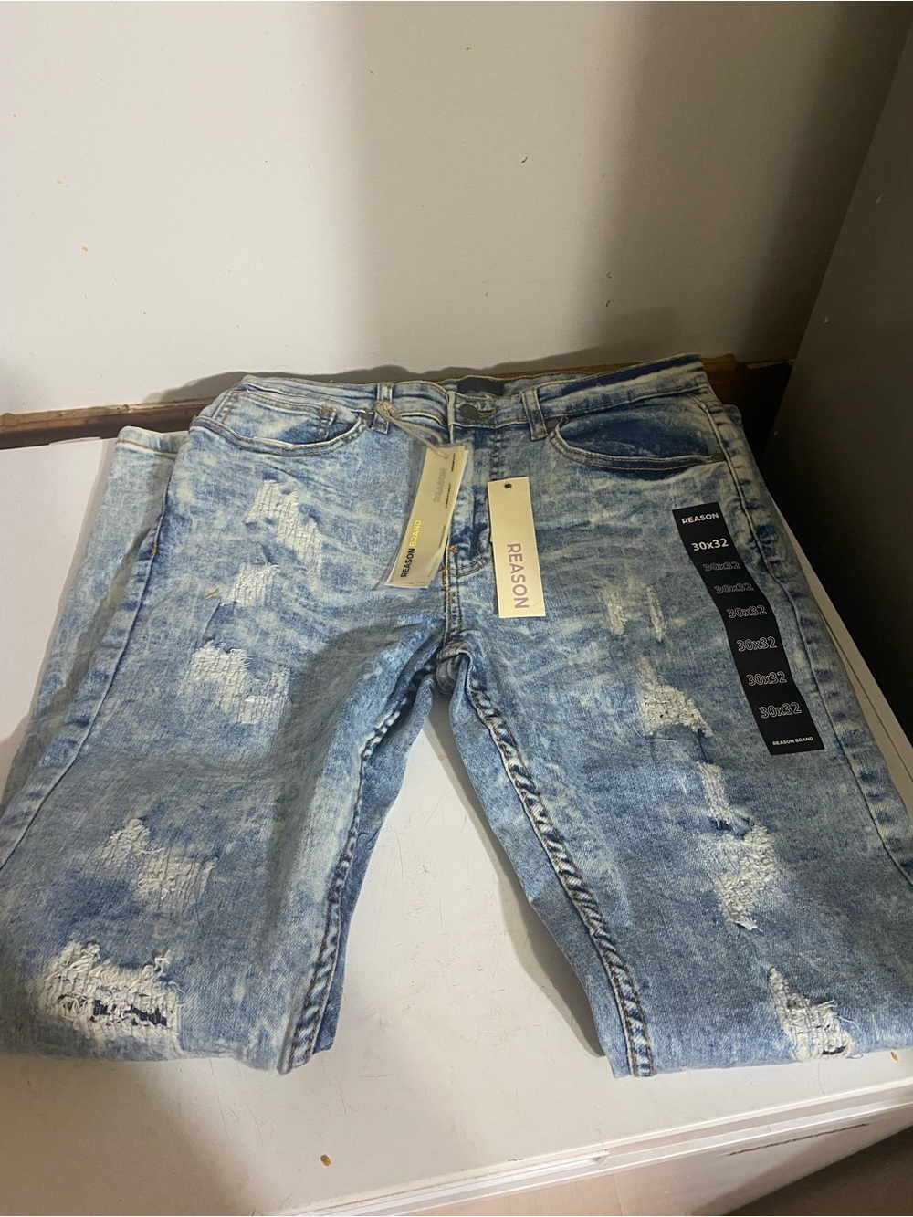 Reason Slim Distressed Light Blue Jeans